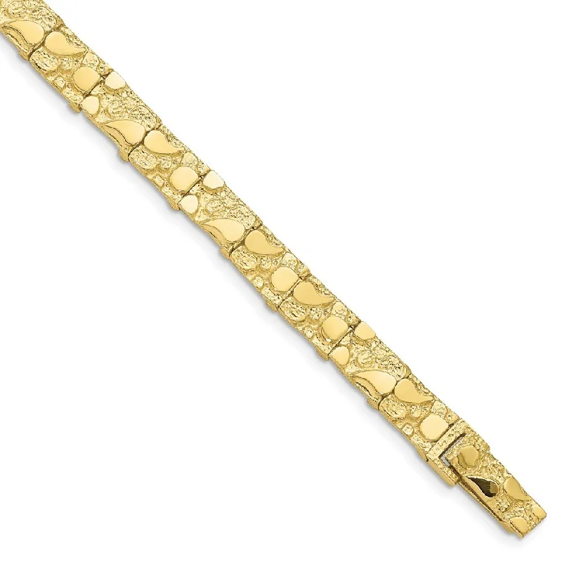 10k Yellow Gold 7.0mm NUGGET Bracelet, 7"