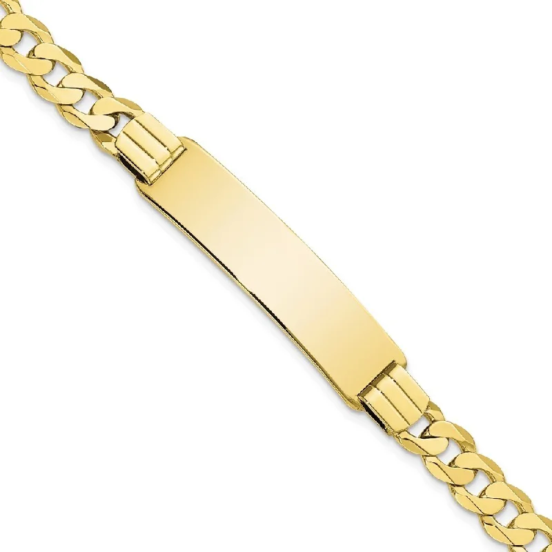 10k Yellow Gold Flat Curb Link ID Bracelet, 7" (W-10.18mm)