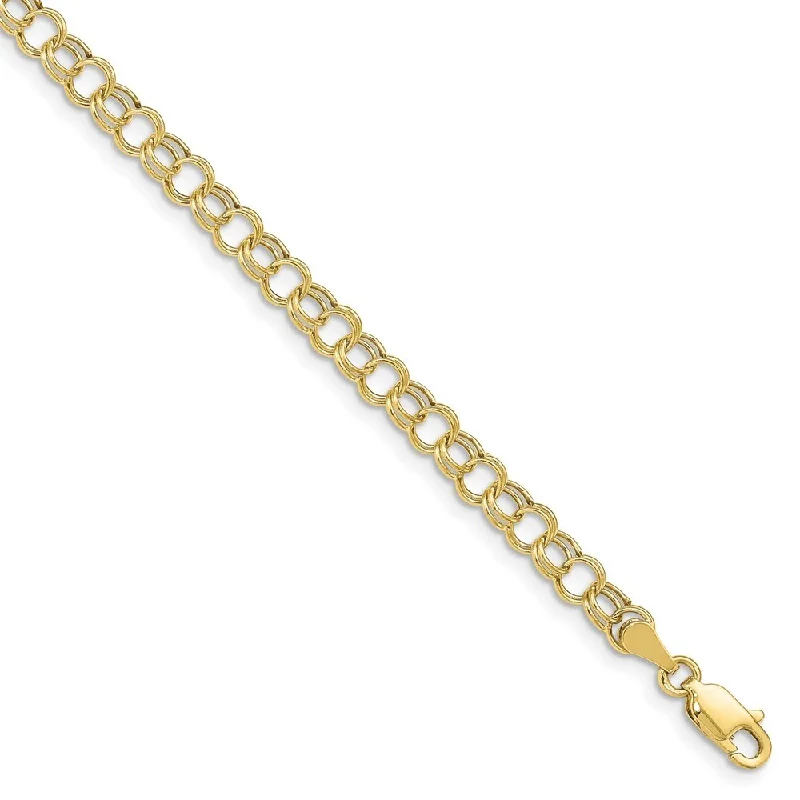 10k Yellow Gold Hollow Double Link Charm Bracelet, 7" (W-5mm)