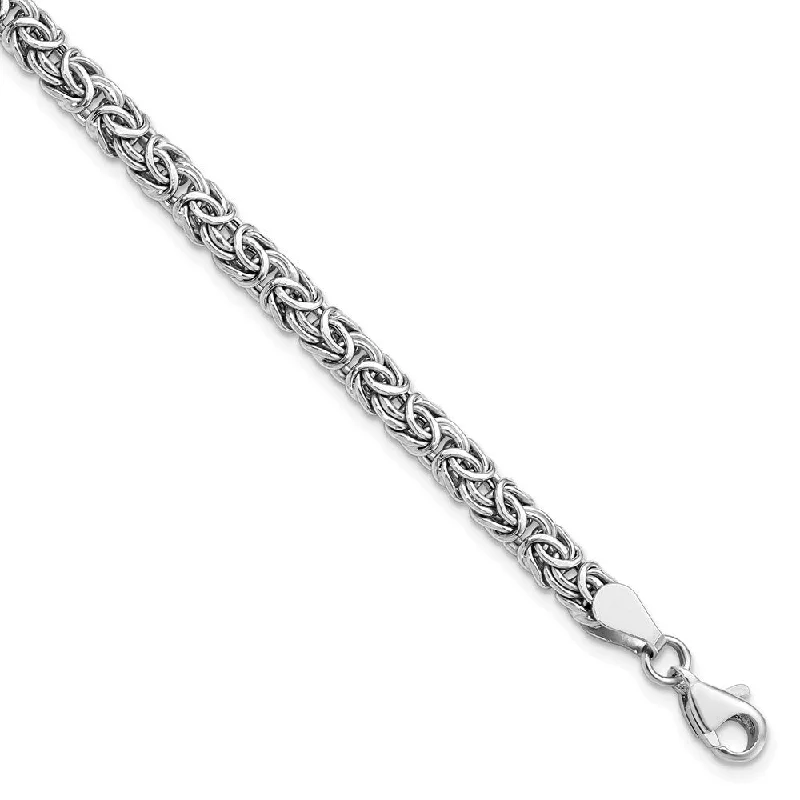 14k White Gold 6mm Fancy Link Bracelet, 7"