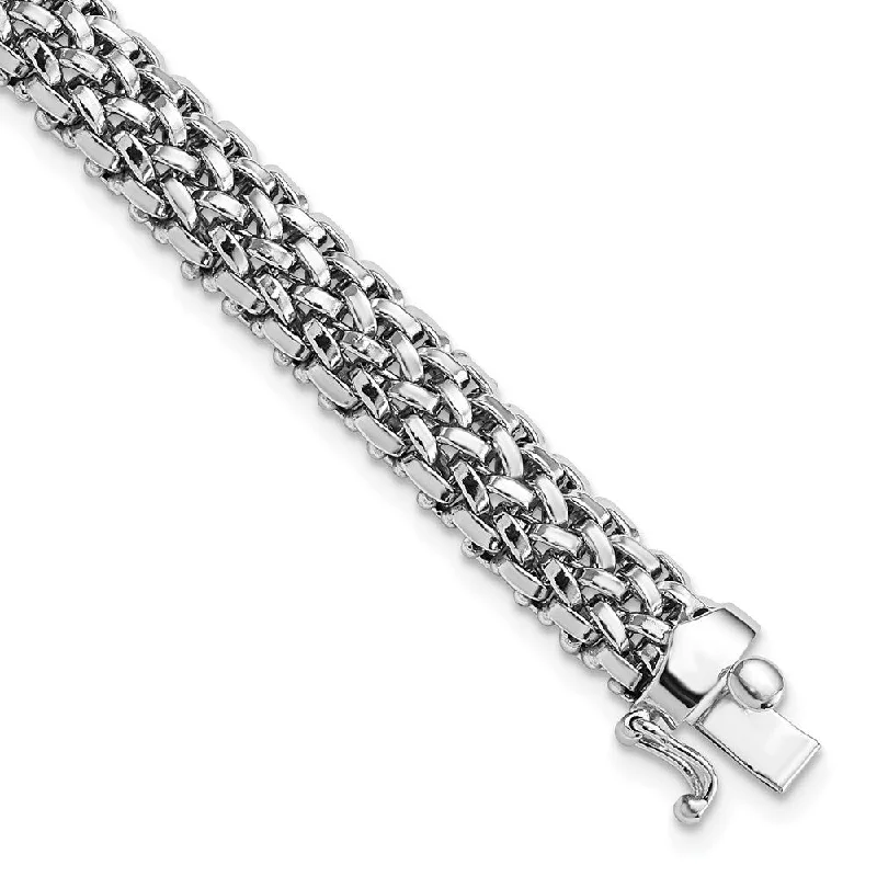 14k White Gold 7mm Mesh Bracelet, 7.25"