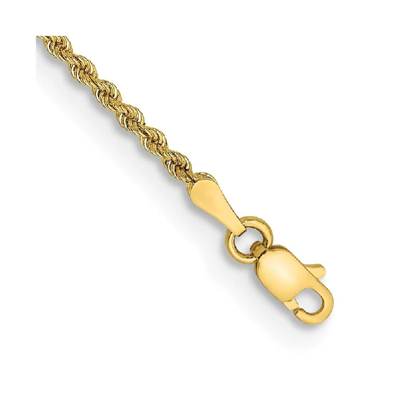 14k Yellow Gold 2mm Regular Rope Chain Bracelet, 6"