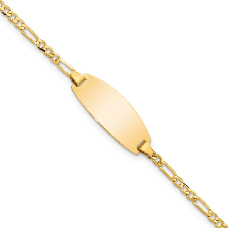 14k Yellow Gold 7.5mm Oval Figaro ID Bracelet, 5.5"