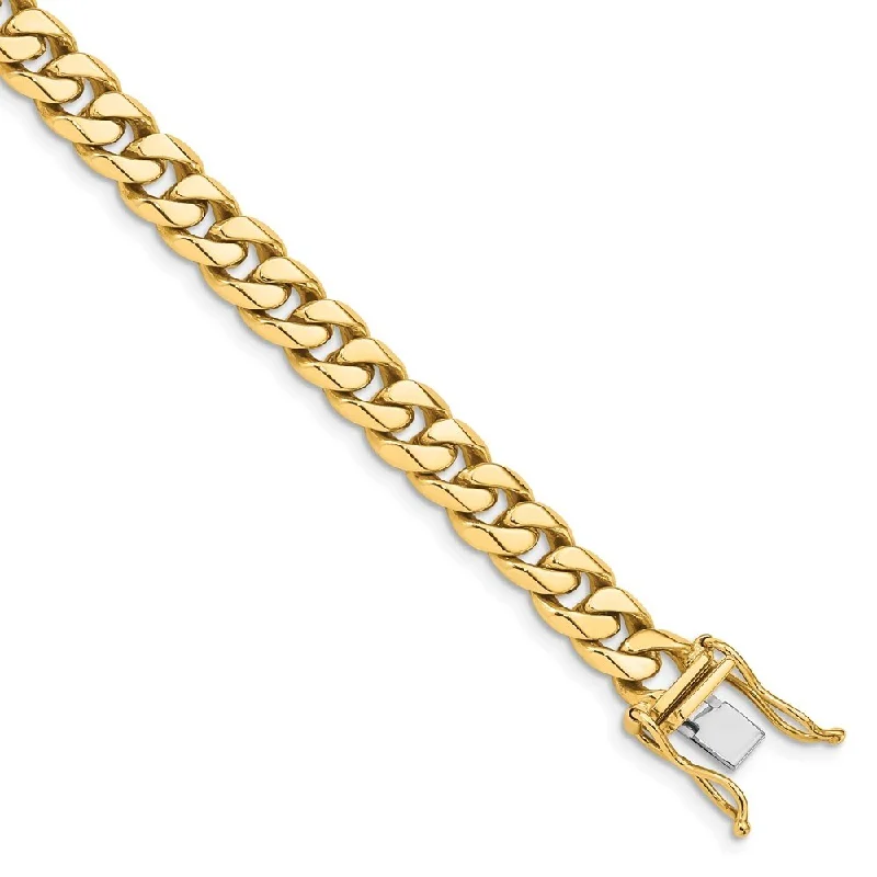 14k Yellow Gold 7mm Hand-polished Miami Cuban Chain Bracelet, 8.25"