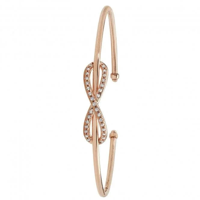 9ct Rose Gold Open Hinged Bangle with Zirconia Stones BN403R