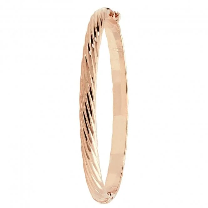 9ct Rose Gold Hinged Bangle with Diamond-Cut Design BN397R