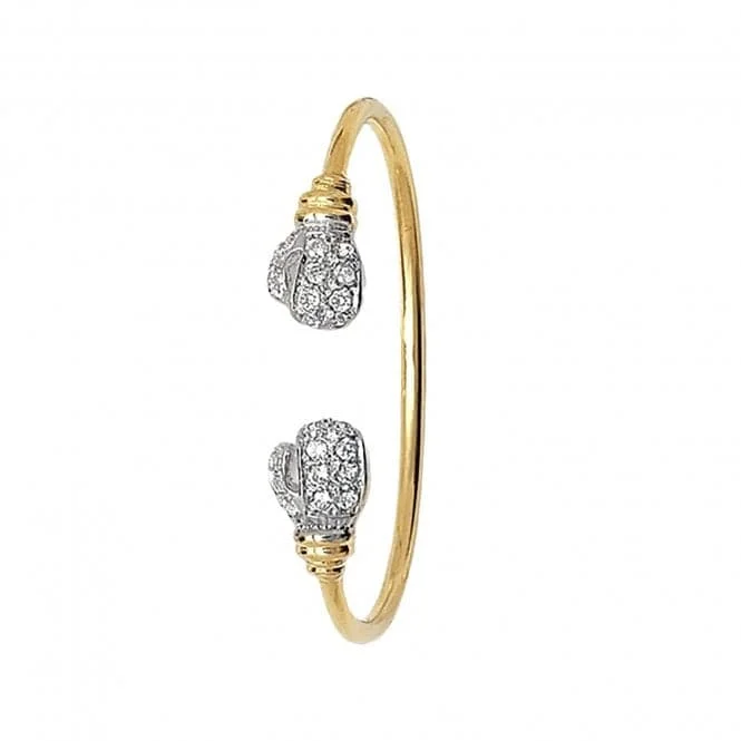 9ct Yellow Gold Boxing Glove Bangle with Zirconia for Babies BN322CZ