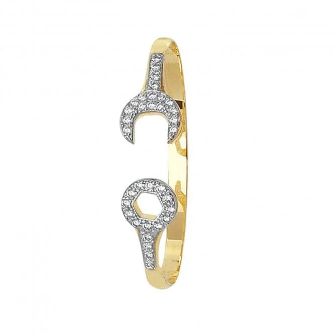 9ct Yellow Gold Baby Spanner Bangle with Zirconia Stones BN343