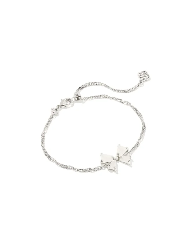 BLAIR BOW SMALL DELICATE SILVER CHAIN BRACELET- IRIDESCENT DRUSY