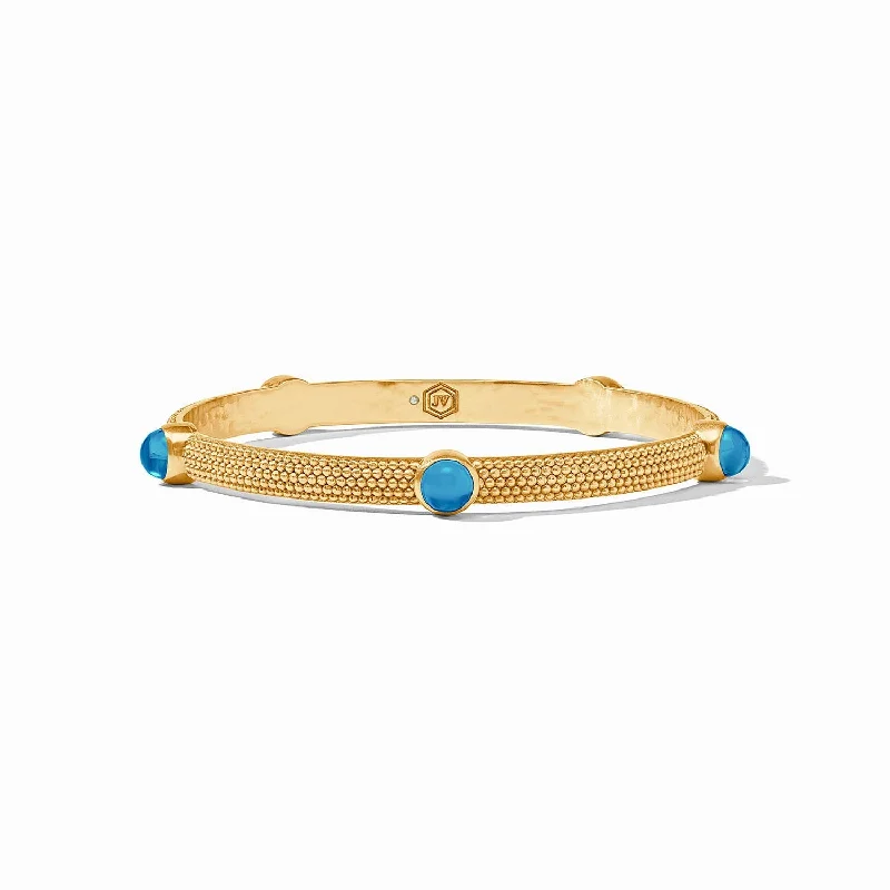 CABOCHON BANGLE-MEDIUM-IRIDESCENT LONDON BLUE