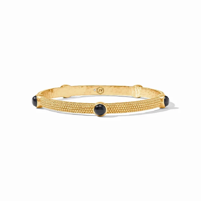 CABOCHON BANGLE-MEDIUM-OBSIDIAN BLACK