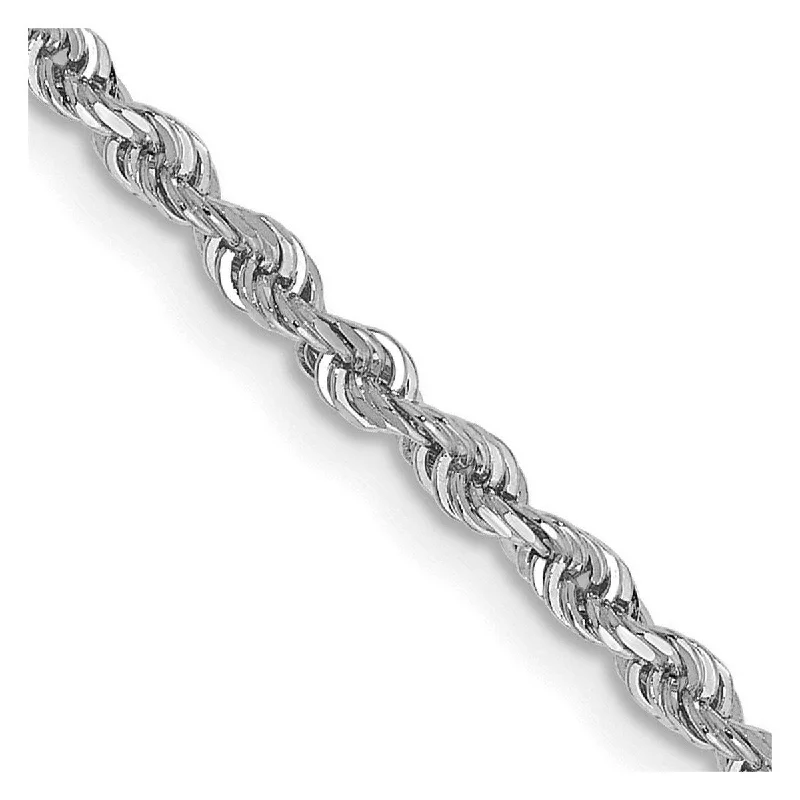 Curata 10k White Gold 2.25mm Sparkle Cut Quadruple Rope Chain Bracelet