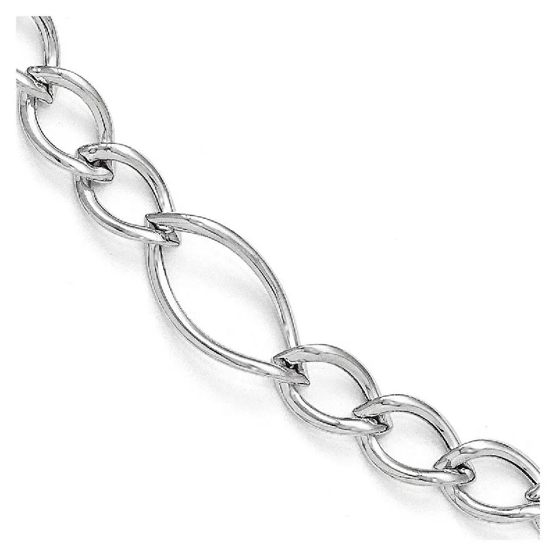 Curata 10k White Gold Fancy Twist Polished Link Bracelet 7.5 Inch