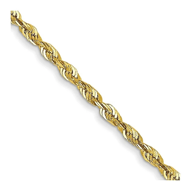 Curata 10k Yellow Gold 1.5mm Sparkle Cut Extra Lite Rope Chain Bracelet