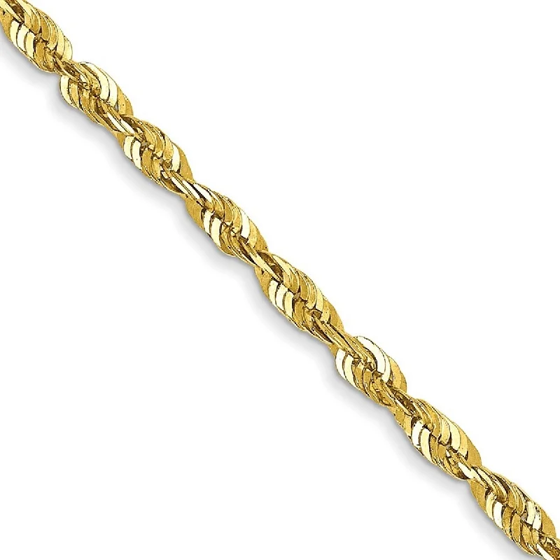 Curata 10k Yellow Gold 10-inch 1.8mm Diamond-cut Rope Chain Anklet Ankle Bracelet for Women