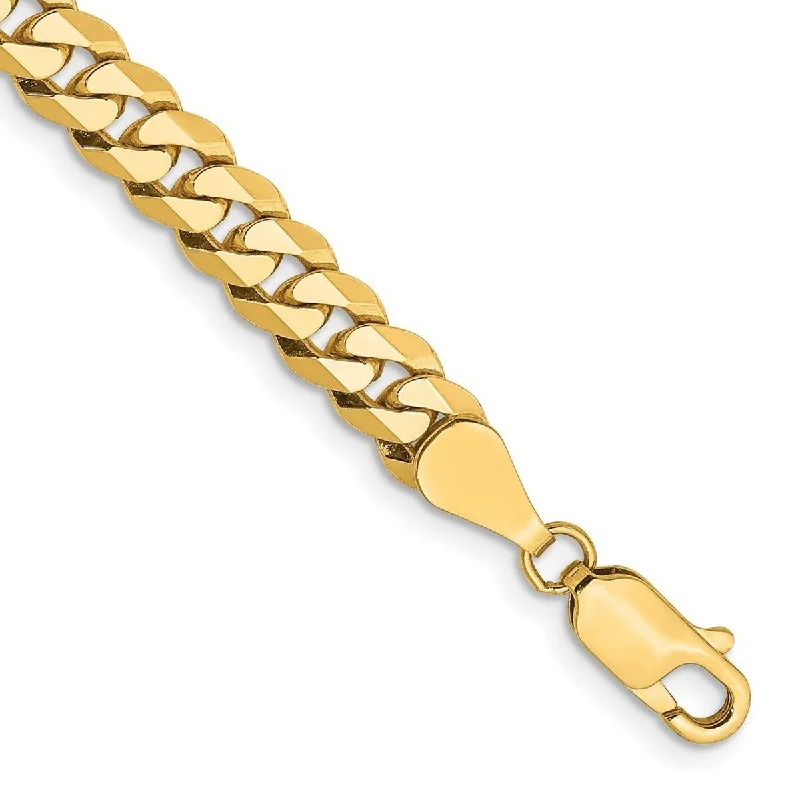 Curata 10k Yellow Gold 5.75mm Flat Beveled Curb Chain Bracelet