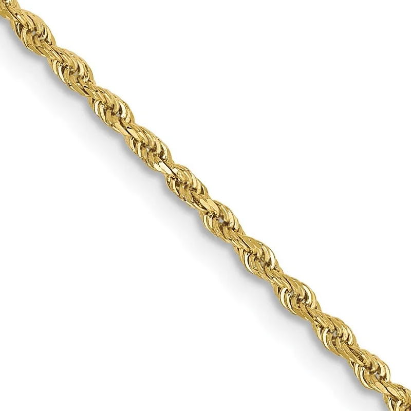 Curata 10k Yellow Gold 9-inch 1.75mm Diamond-cut Rope Chain Anklet Ankle Bracelet for Women