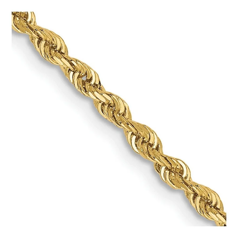 Curata 10k Yellow Gold Solid 2.25mm Sparkle Cut Quadruple Rope Chain Bracelet