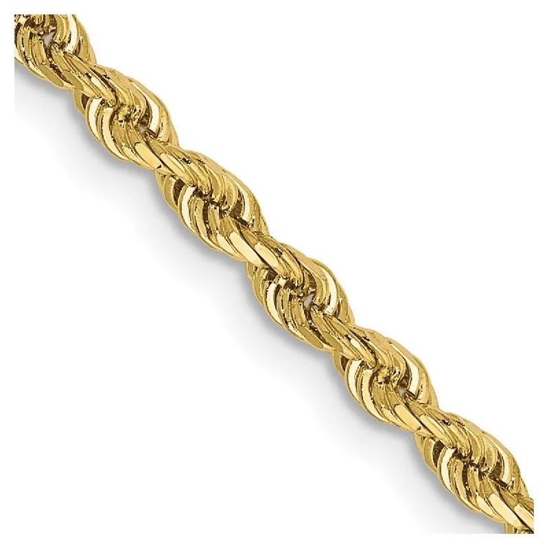 Curata 10k Yellow Gold Solid 2.75mm Sparkle Cut Quadruple Rope Chain Bracelet