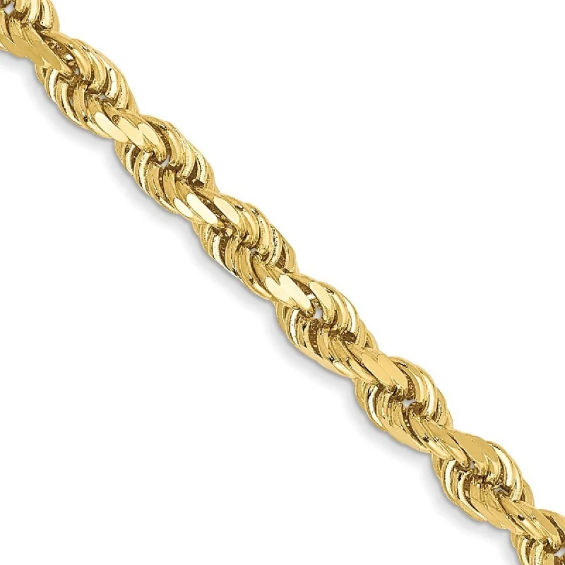 Curata 10k Yellow Gold Solid 7" or 8" 3mm Sparkle Cut Rope Chain Bracelet