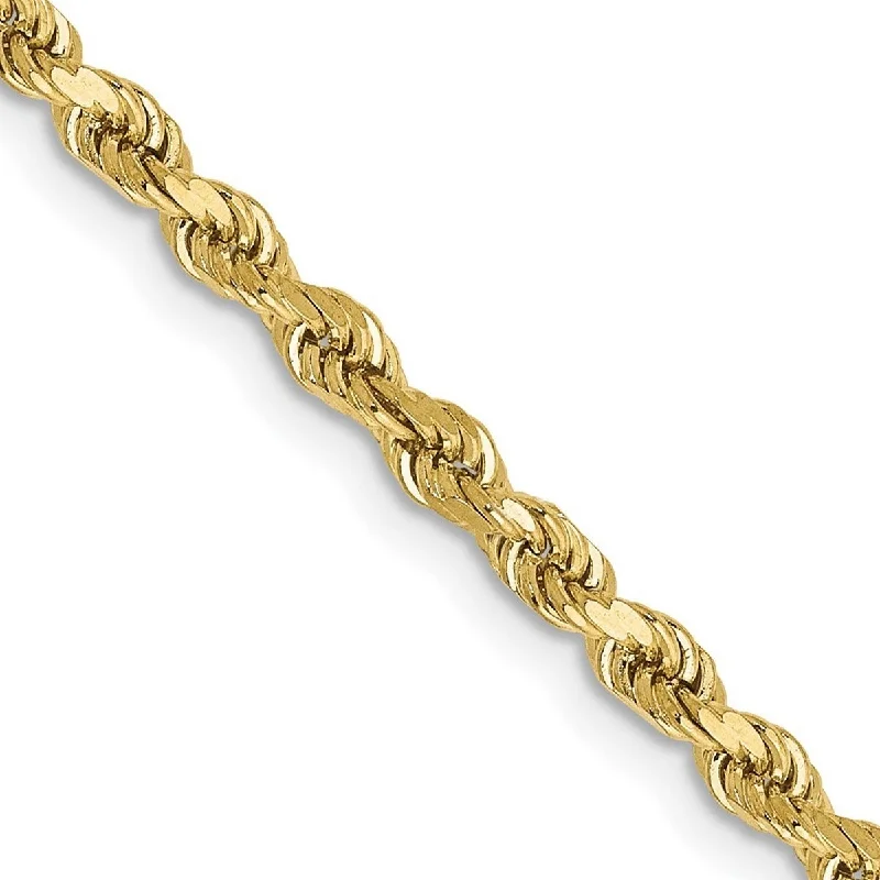 Curata 10k Yellow Gold Solid Lobster Claw Closure 2.75mm Sparkle Cut Rope Chain 7 Inch