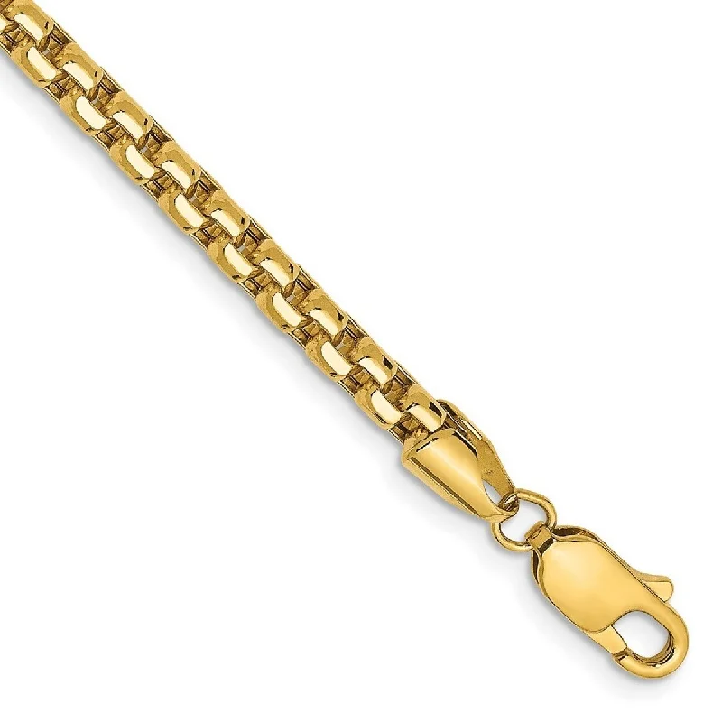 Curata 14k 3.6mm Hollow Round Box Chain Bracelet