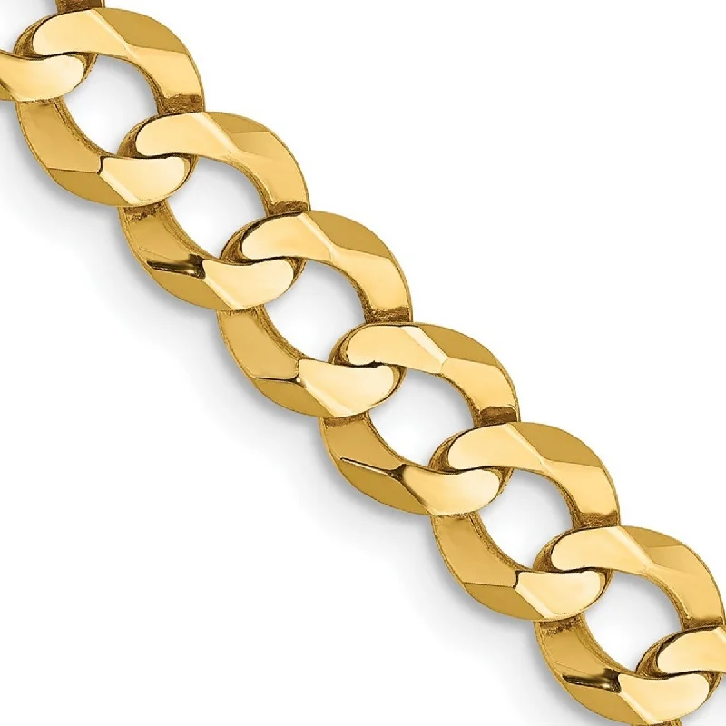 Curata 14k 5.9mm Solid Polished Light Flat Miami Curb Chain Bracelet