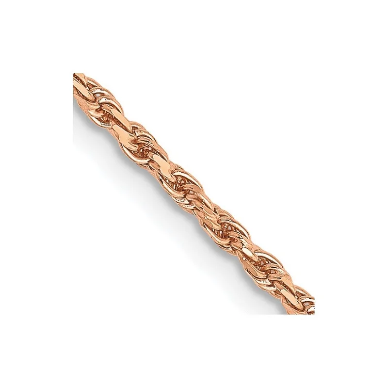 Curata 14k Rose Gold Solid 1.8mm Sparkle Cut Rope Chain Bracelet