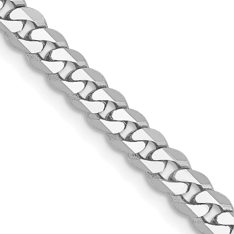 Curata 14k White Gold Solid Polished 3.9mm Flat Curb Chain Bracelet Lobster Claw