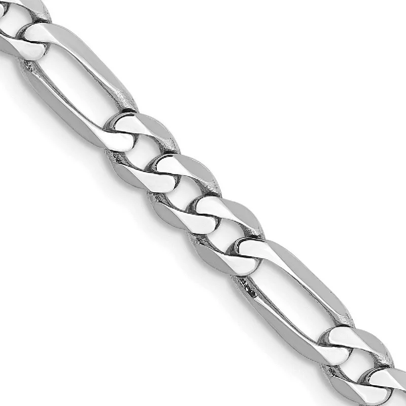 Curata 14k White Gold Solid Polished 5.0mm Flat Figaro Chain Bracelet 7 Inch