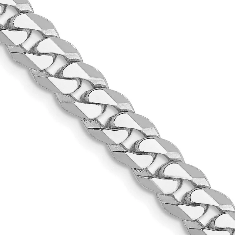 Curata 14k White Gold Solid Polished 5.2mm Flat Curb Chain Bracelet Lobster Claw