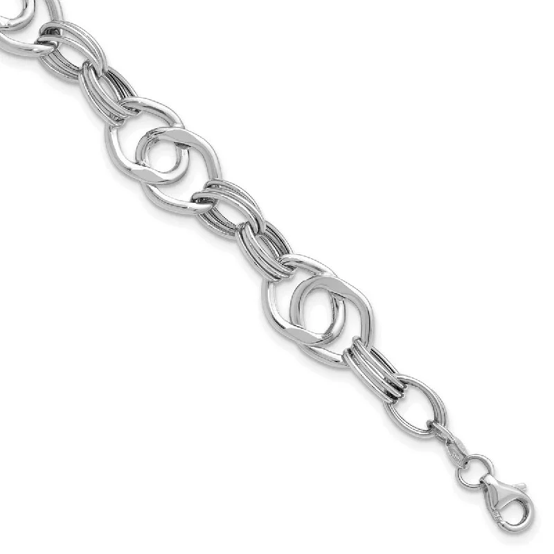 Curata 14k White Polished Fancy Link Bracelet 7.75 Inch