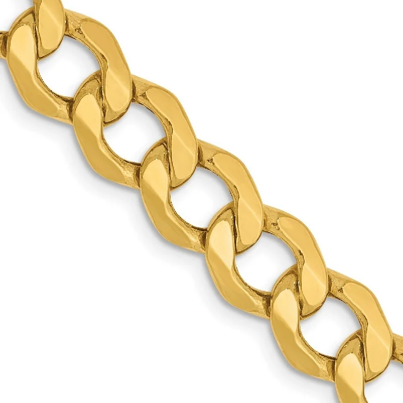 Curata 14k Yellow Gold 7.0mm Semi solid Curb Link Chain Bracelet