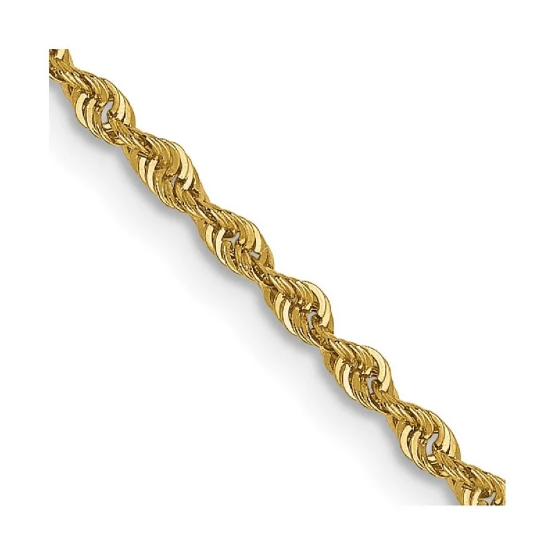 Curata 14k Yellow Gold Lobster Claw Closure 1.0mm Solid Rope Chain Bracelet