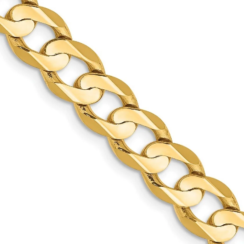 Curata 14k Yellow Gold Solid Polished 6.75mm Open Concave Curb Chain Bracelet Lobster Claw