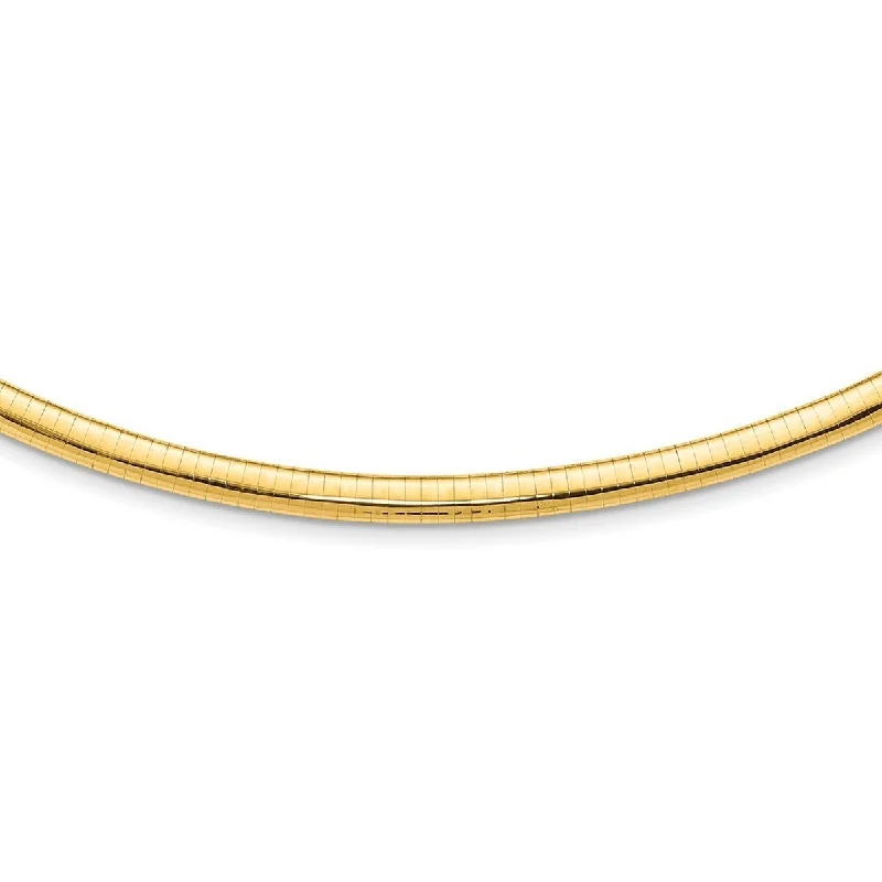 Curata 14k Yellow Gold Solid Polished 6mm Domed Omega Bracelet 7 Inch Omega Clasp