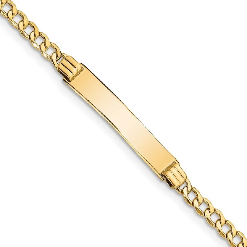 Curata 5.22mm 10k Yellow Gold Engravable Semi solid Curb Link ID Bracelet