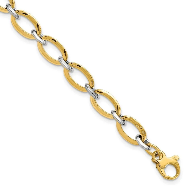 Curata 5.37mm 14k Two tone Gold Polished With .5inch Ext. Bracelet 7 Inch