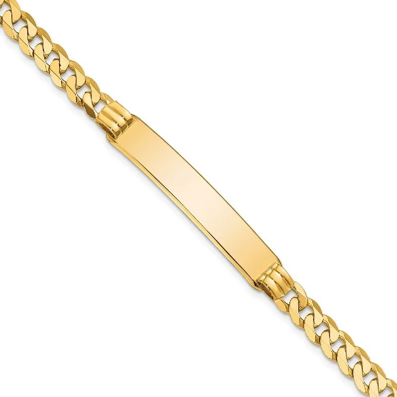 Curata 7.5mm 14k Yellow Gold Engravable Curb Link ID Bracelet