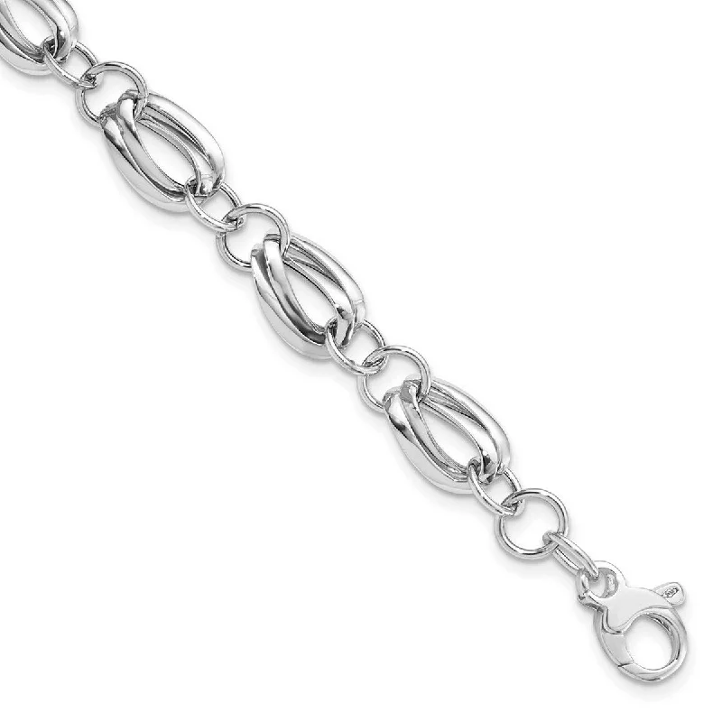 Curata 9.25mm 14k White Gold Polished Fancy Link Bracelet 8 Inch