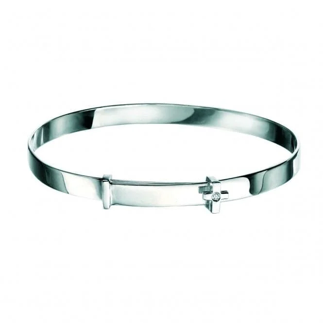 Sterling Silver Cross Baby Bangle B775