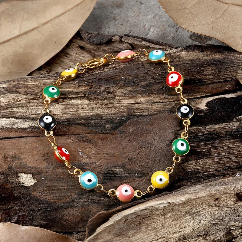 Gold Plated Evil Eye Stainless Steel Bracelet