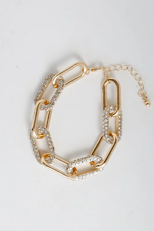 Hadley Gold Rhinestone Chainlink Bracelet