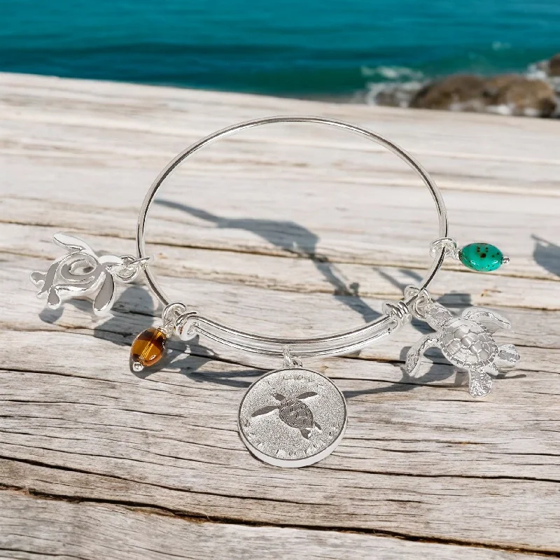 Turtle Bracelet for Women, Sea Turtle Bangle Bracelet, Turtle Charm Bracelet, Adjustable Bracelet for Women, Expandable Bracelet with Turtle