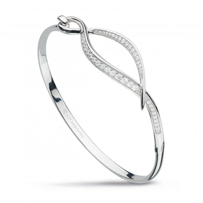 Entwine Twine Twist Cubic Zirconia Pave Hinged Bangle 70227CZ