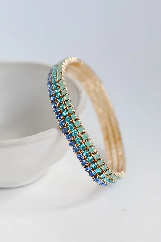 FINAL SALE - Melanie Blue Rhinestone Bracelet