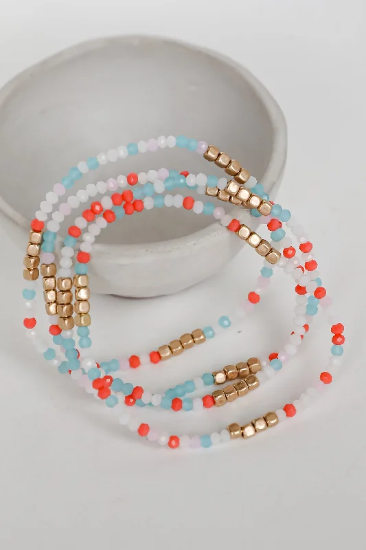 FINAL SALE - Olivia Coral Beaded Bracelet Set