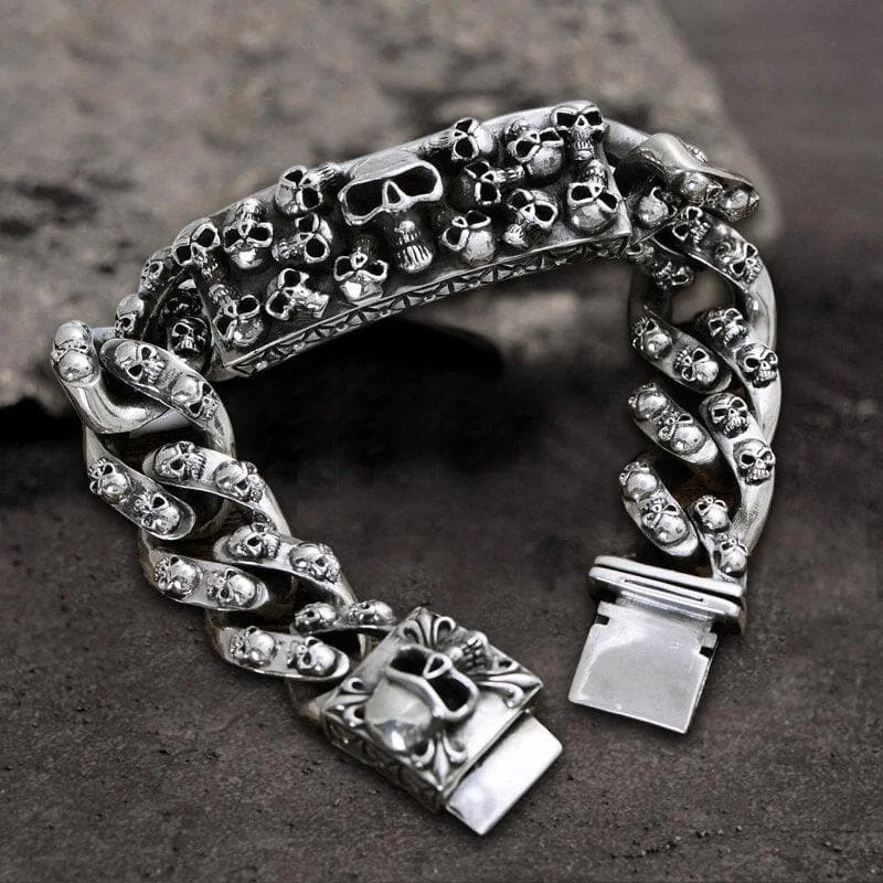 Retro Sterling Silver Skull Bracelet