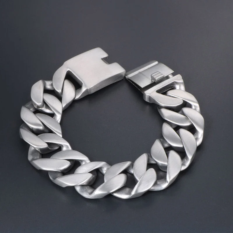 Simple Cuban Chain Buckle Stainless Steel Bracelet