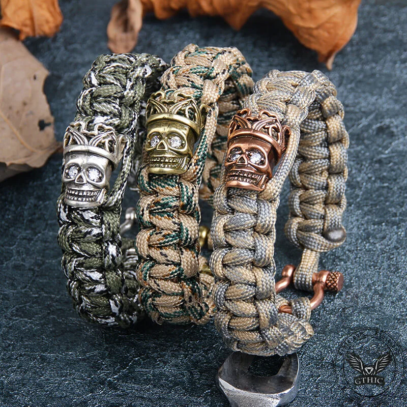 Skull King Crown Alloy Paracord Bracelet